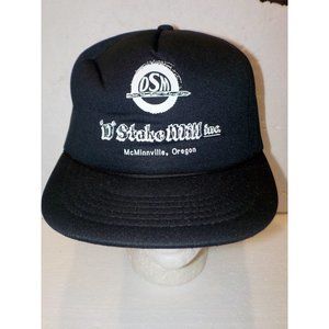 Vintage "D" Stake Mill DSM Black Snapback Ball Cap McMinnville OR Yupoong Padded